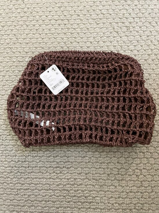 Free People Handbags - .Free People Chocolate Brown Sand Bound Woven Clutch NWT